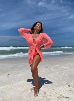 Saída de Praia Curta Beach Sun Rosa Neon - Rosa Chic Beachwear