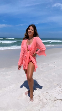 Saída de Praia Curta Beach Sun Rosa Neon - comprar online