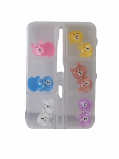Dijes Kawaii para uñas x6 compartimientos.