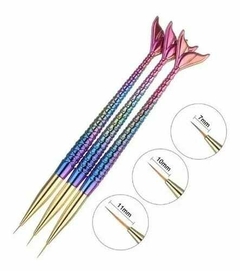 Set- Pincel Liner - Cola De Sirena x3u- n°1- 2- 3.