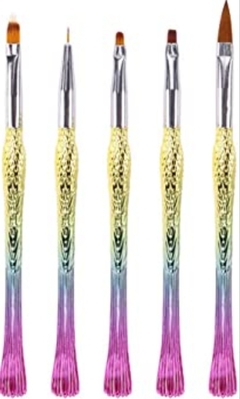 Set x5u. de pinceles cola de sirena para nail art