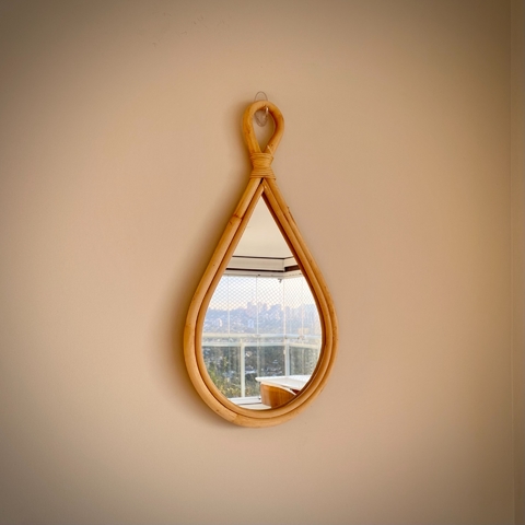 Espelho Gota em Rattan P (58 x 30cm)