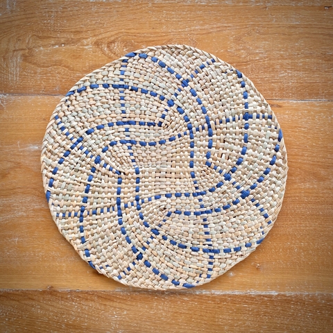 Lugar Americano em Fibra Natural Bege e Azul