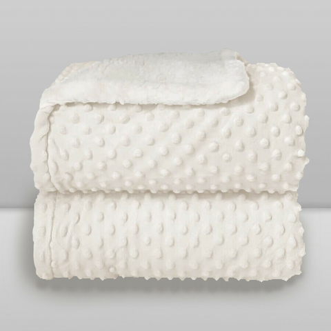 Cobertor Plush com Sherpa Dots - Branco