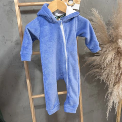 Macacão fleece com zíper e capuz azul R722K - comprar online