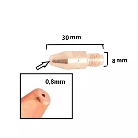 TUBO DE CONTATO 0.8MM - M8 X 30MM TECNOM