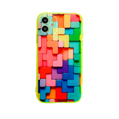 IPHONE 11 - CAPA SILICONE BLOCOS - BORDA AMARELA