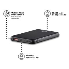 BATERIA EXTERNA POWERFAST 10.000 MAH - PRETO - GSHIELD na internet