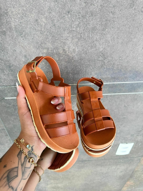 Sandália Feminino Adulto Bicolor - Caramelo