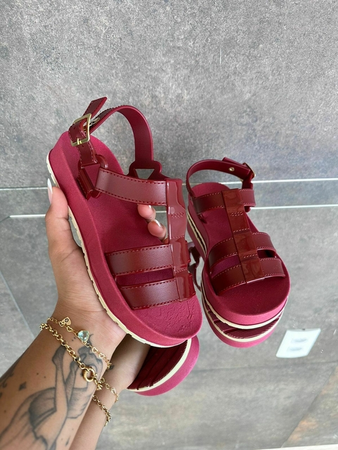 Sandália Feminino Adulto Bicolor - Bordô
