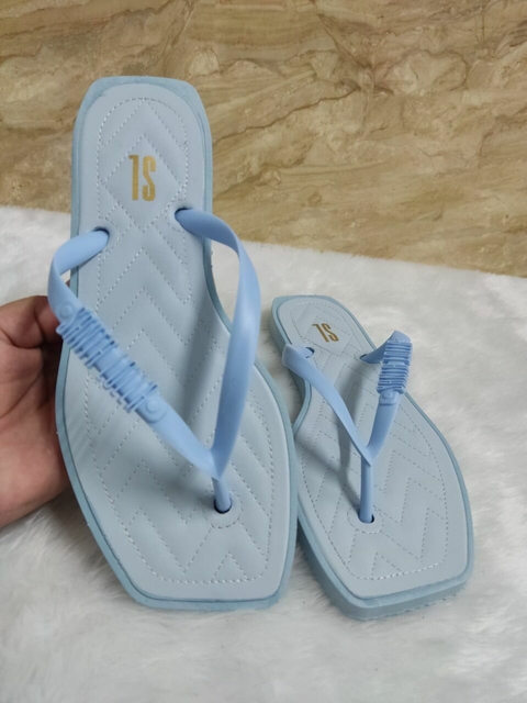 Santa Lolla Flip Flop Bico Quadrado Comfort - Azul Claro