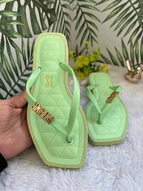 Chinelo Santa Lolla- Comfort Luxo - Bico Quadrado - Verde