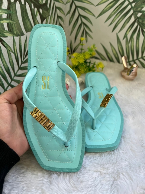 Chinelo Santa Lolla- Comfort Luxo - Bico Quadrado- Azul