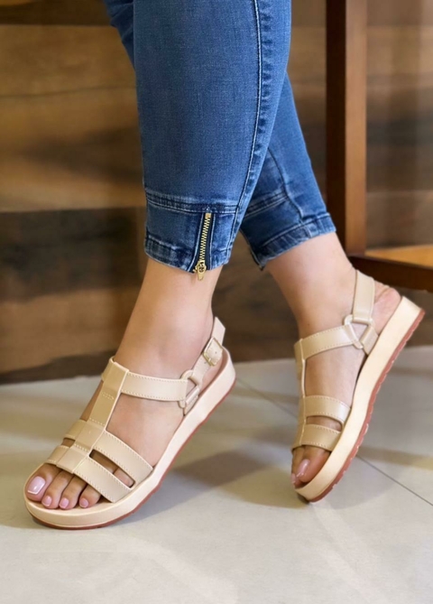 Sandália Feminino Adulto Bicolor - Bege