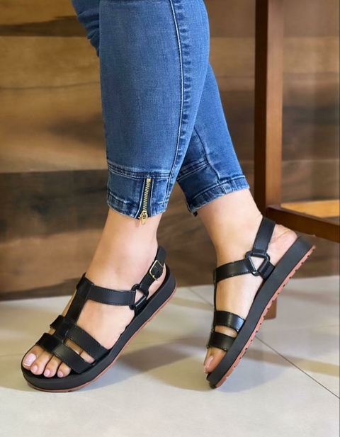 Sandália Feminino Adulto Bicolor - Preto