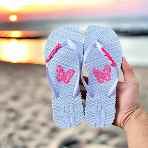 Chinelo Feminino Adulto - Santa Lolla Borboletinha - Branca