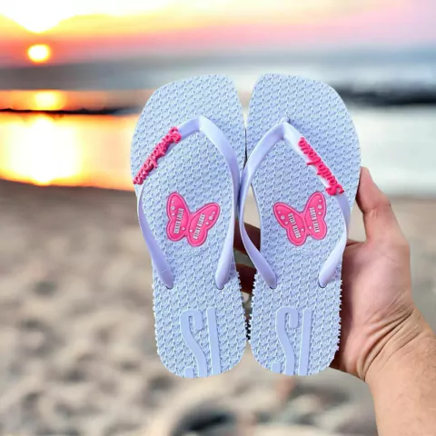 Chinelo Feminino Adulto - Santa Lolla Borboletinha - Branca