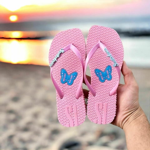 Chinelo Feminino Adulto - Santa Lolla Borboletinha - Rosa BB