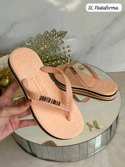 Chinelo Feminino Adulto - Santa Lolla Plataforma - Nude
