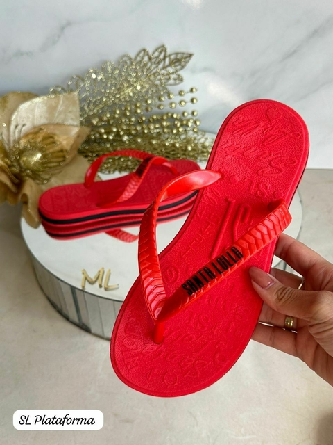 Chinelo Feminino Adulto - Santa Lolla Plataforma - Vermelho