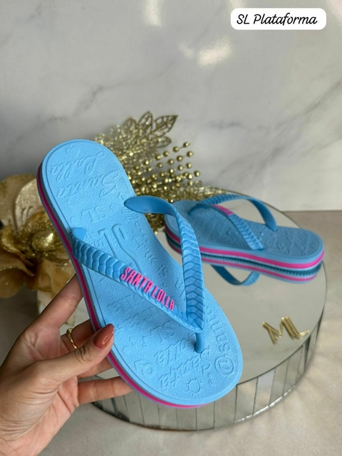 Chinelo Feminino Adulto - Santa Lolla Plataforma - Azul