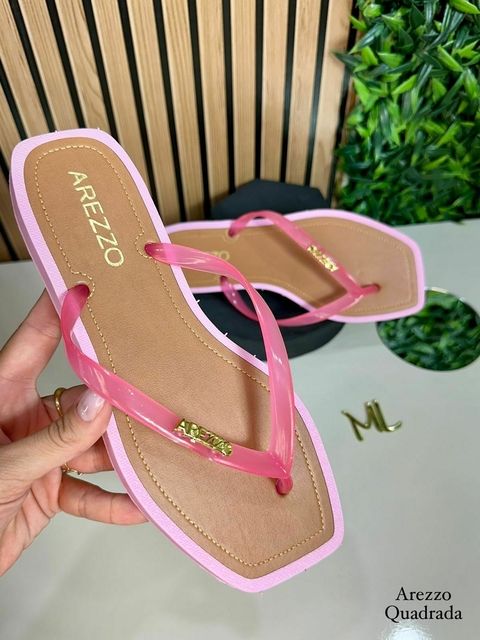 Chinelo Feminino Adulto - Arezzo Bico Quadrado - Rosa BB