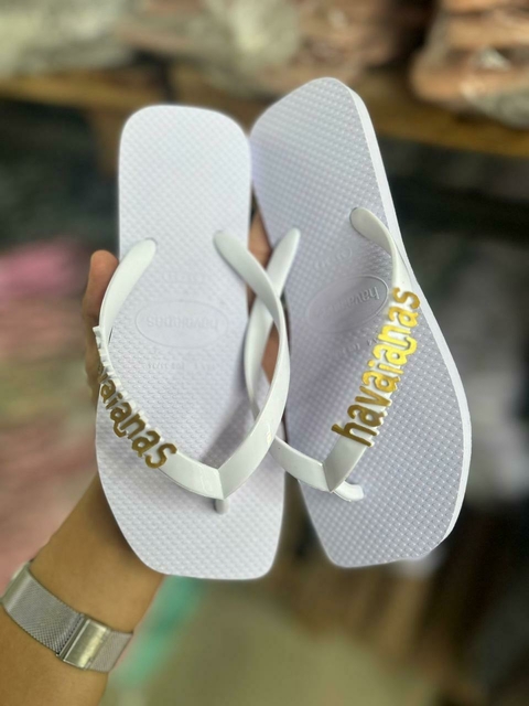 Chinelo Feminino Adulto - Havaianas Ouro - Branco