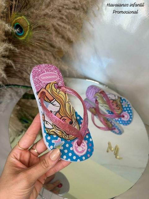 Chinelo havaianas Feminino infantil Barbie Glitter