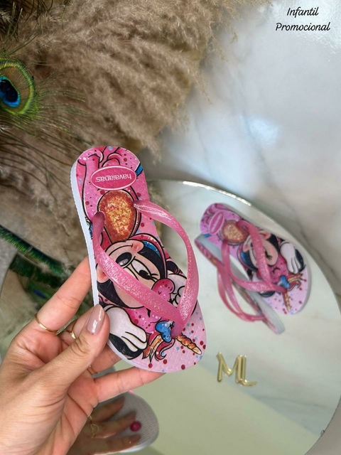 Chinelo havaianas Feminino infantil Minnie Rosa 02