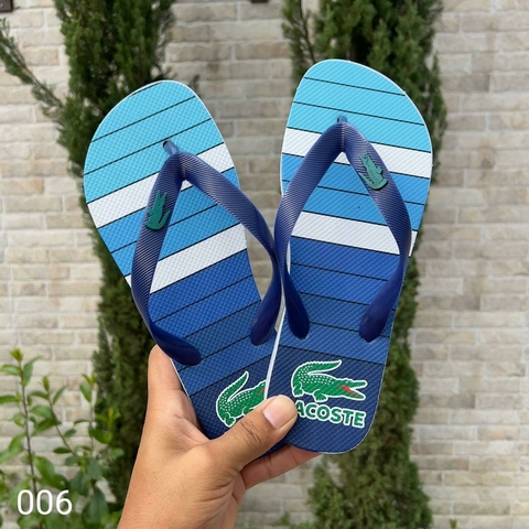 Chinelo Lacoste Masculino adulto Listras Azul 006