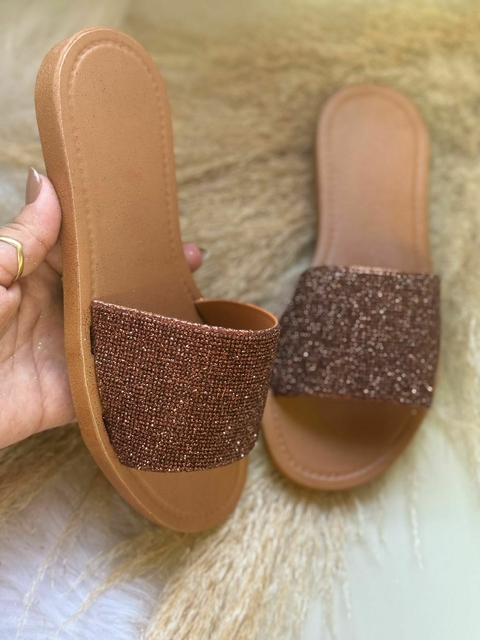 Slide Feminino Adulto Pala Brilhar - Caramelo - comprar online