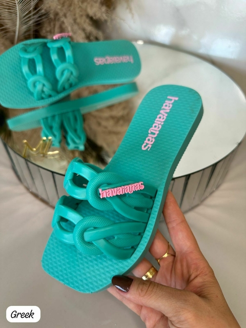 Slide Feminino Adulto Havaianas Greek - Verde Água - comprar online