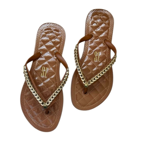 Santa Lolla Flip Flop Correntinha - Caramelo - comprar online