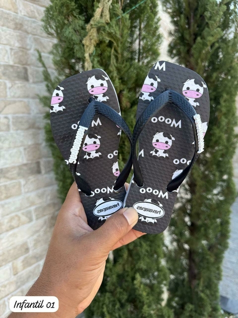 Chinelo Feminino Infantil Bico Quadrado Havaianas - Vaquinha Preto - comprar online