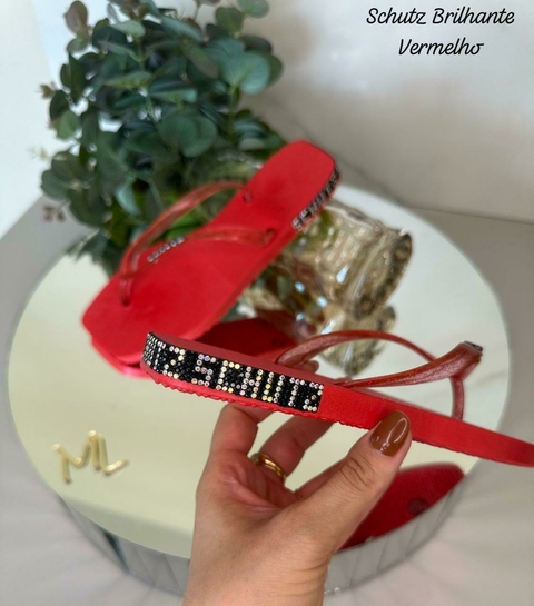 Chinelo Schutz Strass - Vermelho - comprar online