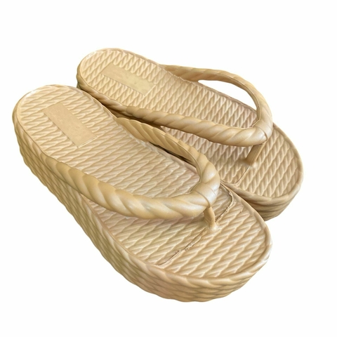 Chinelo Feminino Adulto - 4 Tranças Plataforma de EVA - Caramelo - comprar online