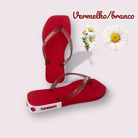 Chinelo Feminino Infantil Havaianas Rubber Flor - Vermelho/Branco - comprar online