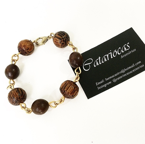 Pulseira Gold Amadeirada