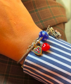Pingente coração em cristal Murano com prata 925 - cor vermelho