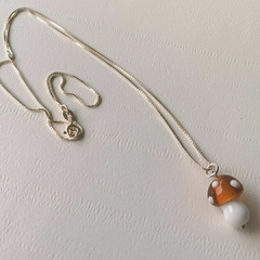 Pingente Cogumelo com gargantilha em prata 925 - Vitrine Murano 