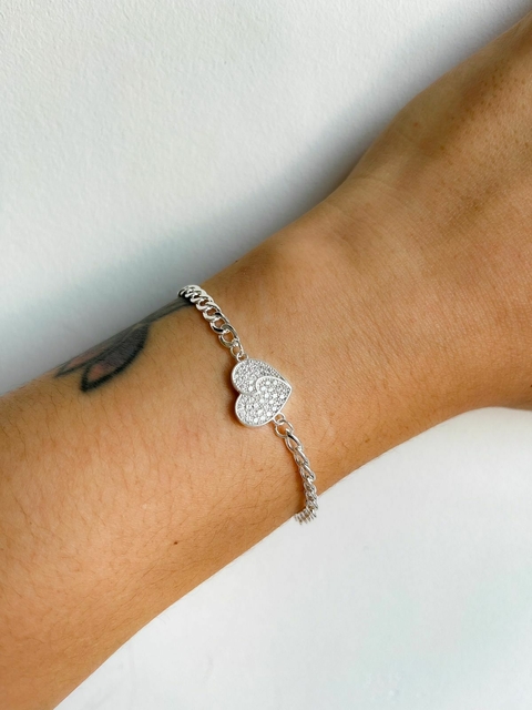 Pulsera corazón Yin Yang strass