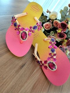 Havaianas com pedrarias Bicolor luxo - loja online