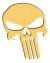 Adesivo Caveira Punisher Resinado Dourado Compatível SPTS