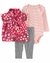 Carter´s Set 3 Piezas Body Mangas Largas Chaleco Pantalón floral
