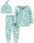 Carter´s Set 3 Piezas Broches Laterales remera medio osito y Gorro Nubes
