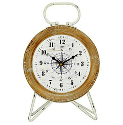 Reloj de mesa de madera y metal