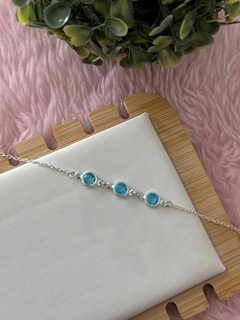 Pulseira cristal azul prata 925 - comprar online