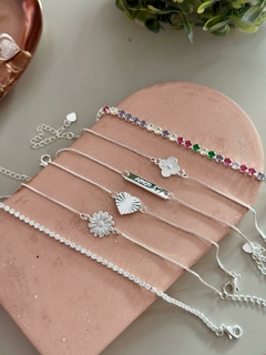 Pulseira zirconia cristal banhada a prata na internet