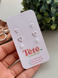 Trio de brincos banhado a prata - comprar online