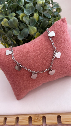 Pulseira coração liso aço inox - comprar online